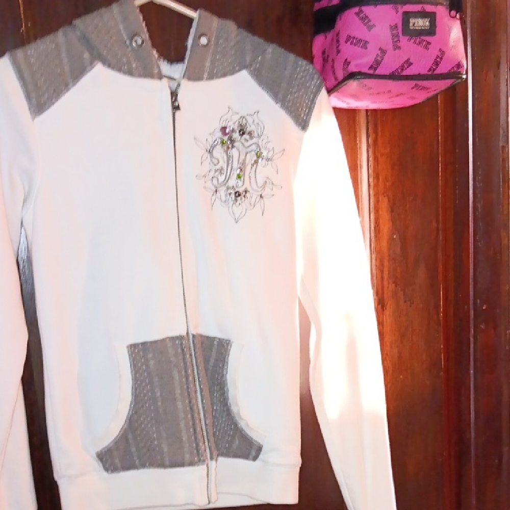 MISS MEWomen's White and Gray FLEECE LINED Hoodie